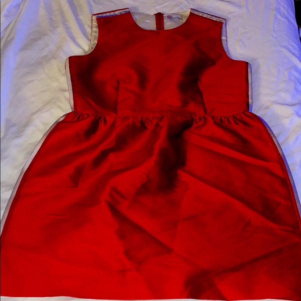 RED  Valentino Stripe Twill  Fit & Flare Dress